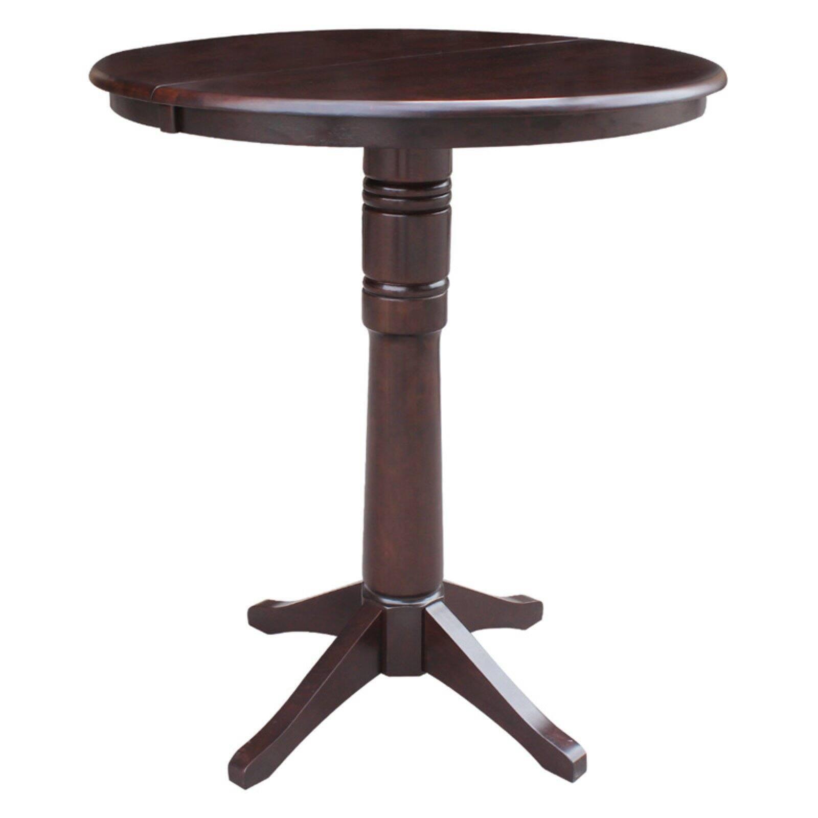 Espresso Round Wood Extendable Counter Height Dining Table