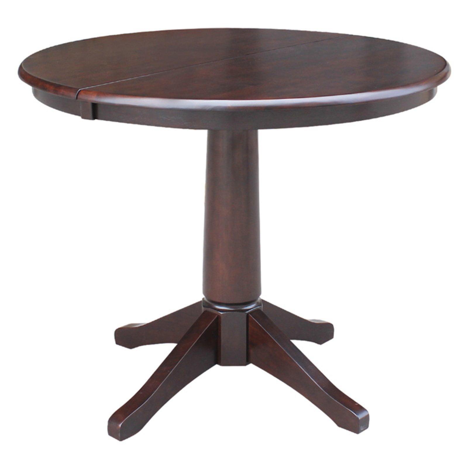 Espresso Oval Extendable Wood Dining Table with Leaf