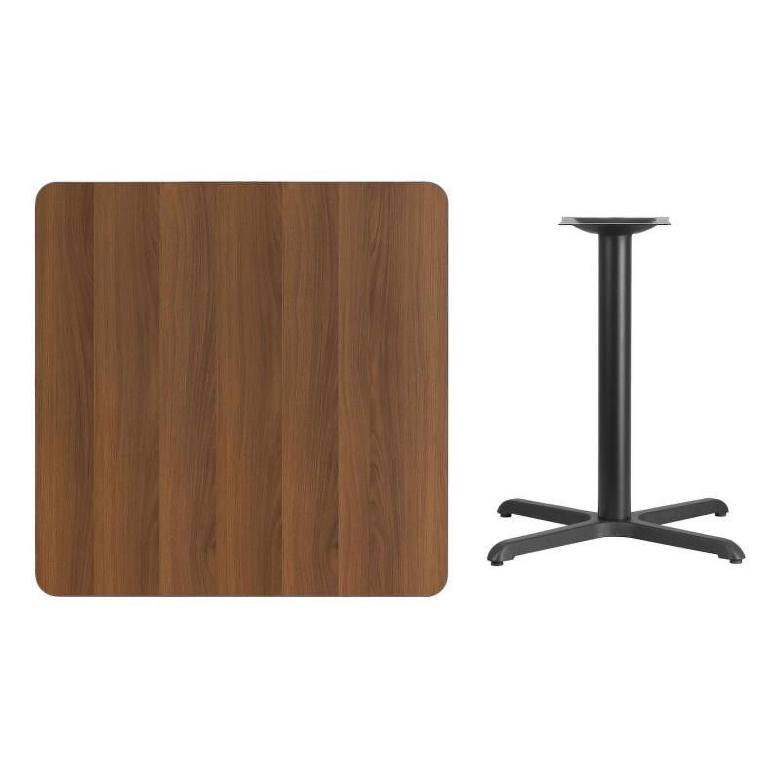 Walnut Laminate Square Dining Table with Black Base