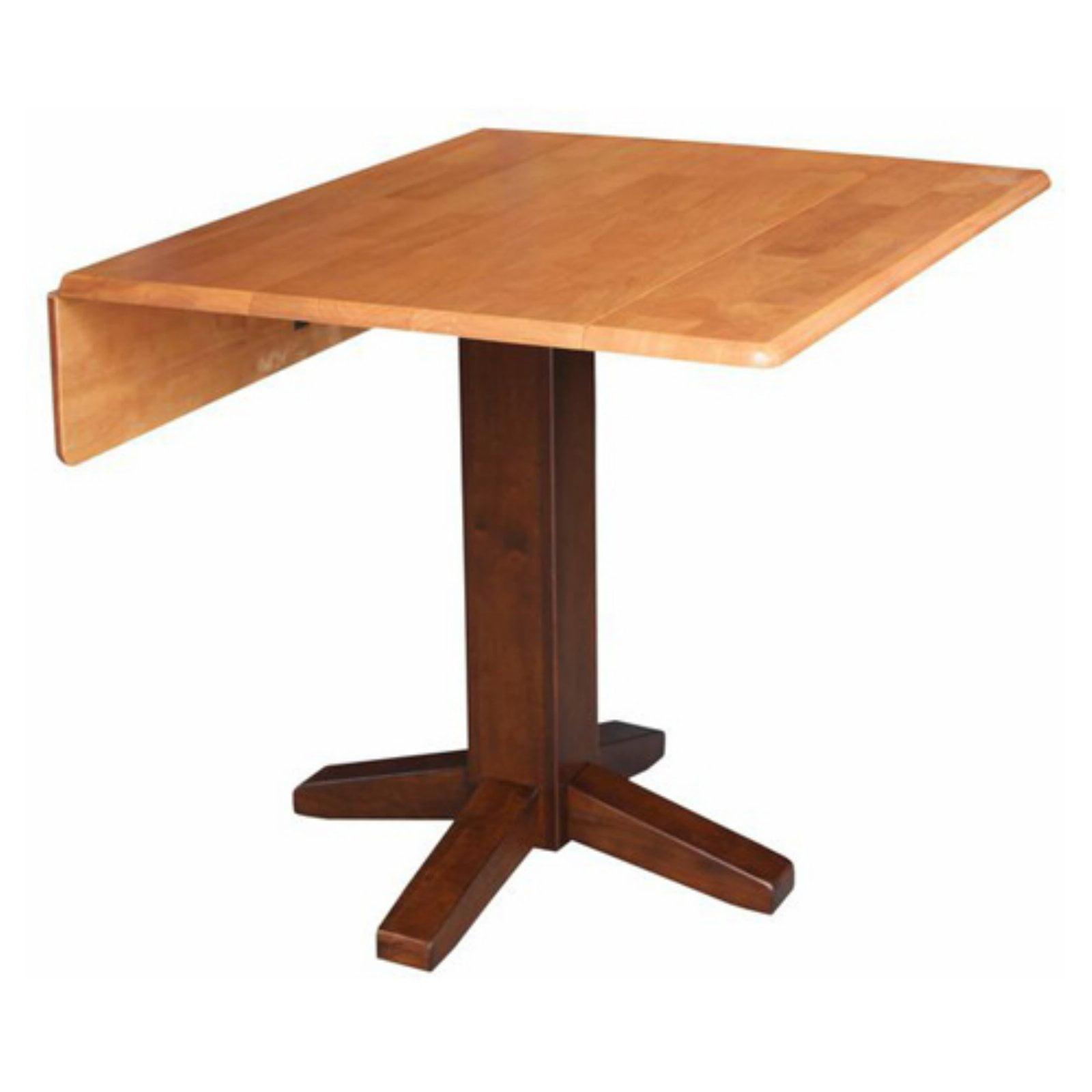 Cinnamon Espresso 36" Square Solid Wood Extendable Dining Table