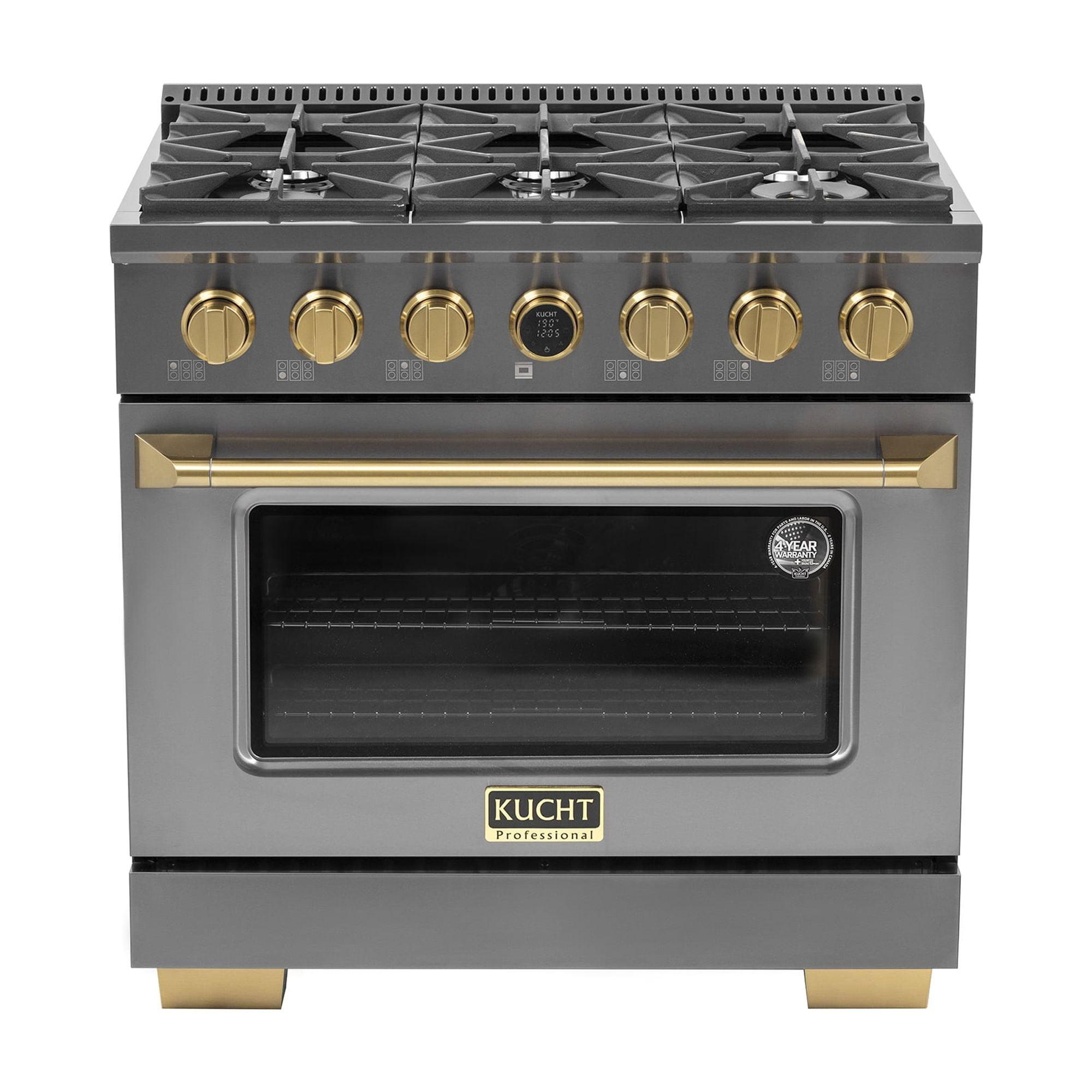 36 in. 5.2 cu. ft. Dual Fuel Range for Natural Gas in Titanium Stainless Steel.
