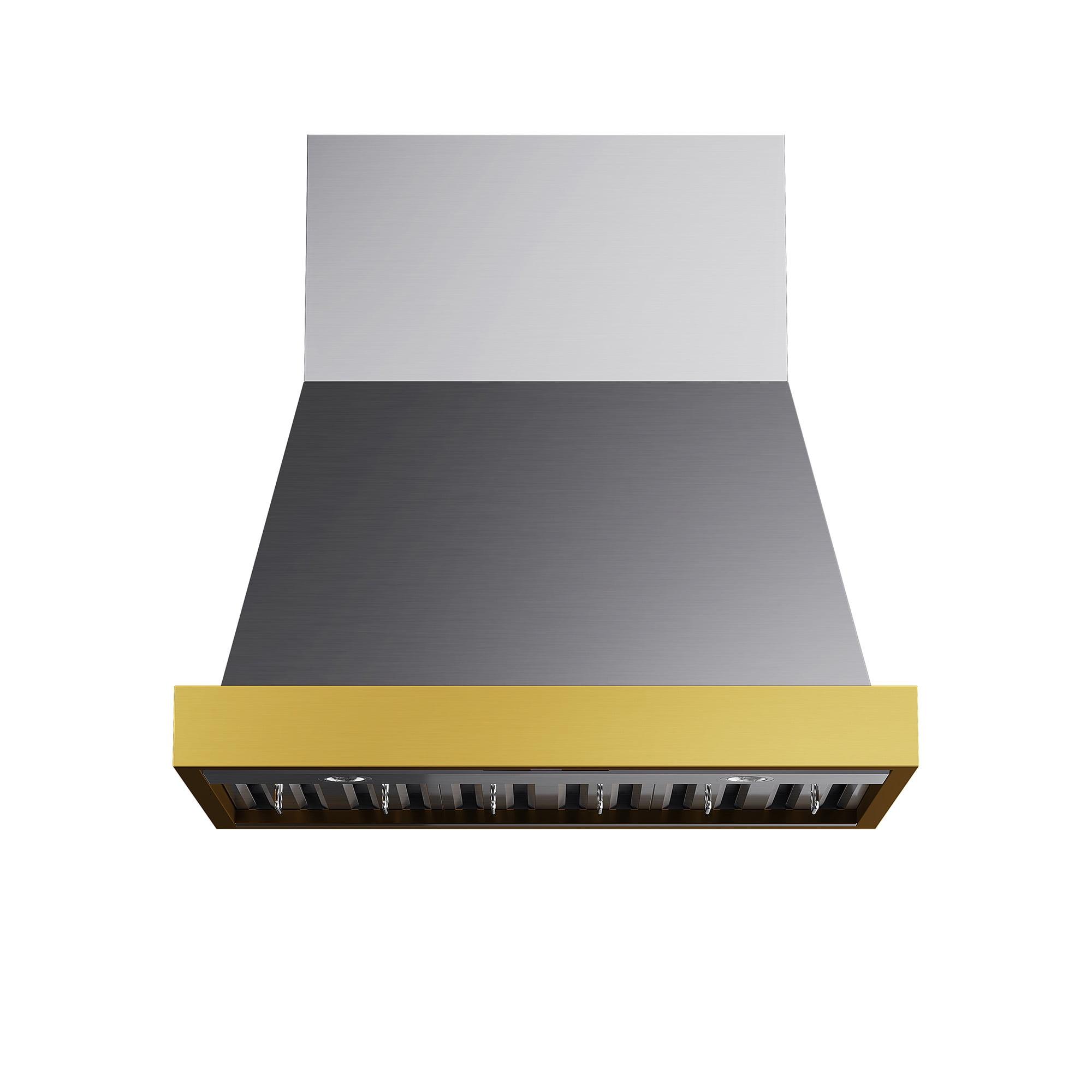 36 in. 800 CFM Wall Mounted Range Hood with Gold Accents