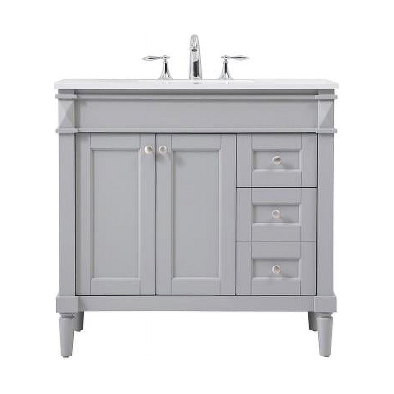 Elegant Decor Williams 36" Single Marble Top Bathroom Vanity in Gray