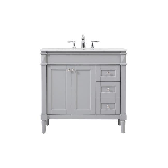 Elegant Decor Williams 36" Single Marble Top Bathroom Vanity in Gray