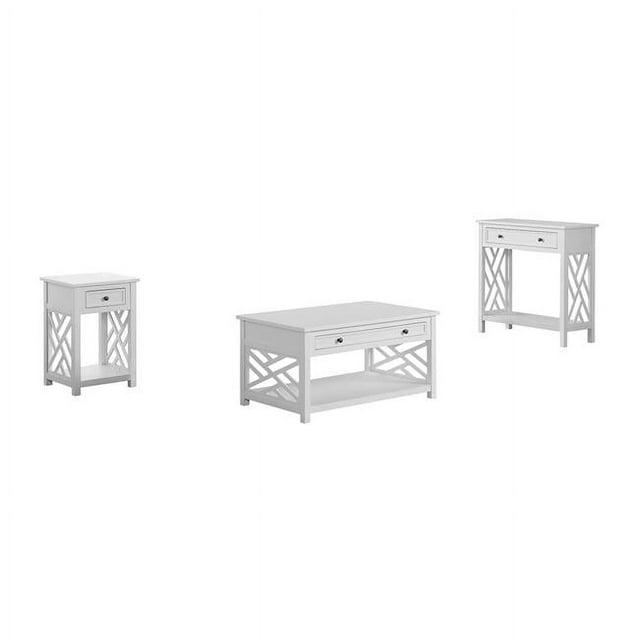 36" Middlebury Coffee Table, End Table and Console Table White - Alaterre Furniture: 3-Piece Wooden Furniture Set with Drawers