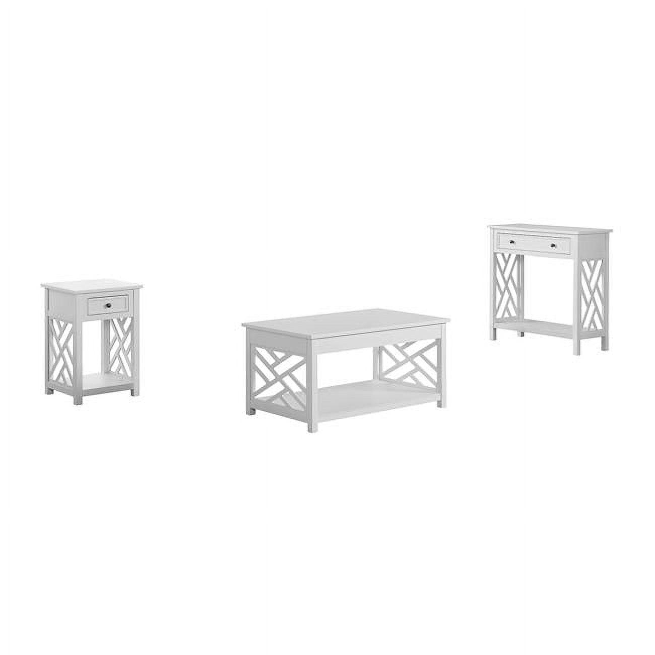 36" Middlebury Coffee Table, End Table and Console Table White - Alaterre Furniture: 3-Piece Wooden Furniture Set with Drawers
