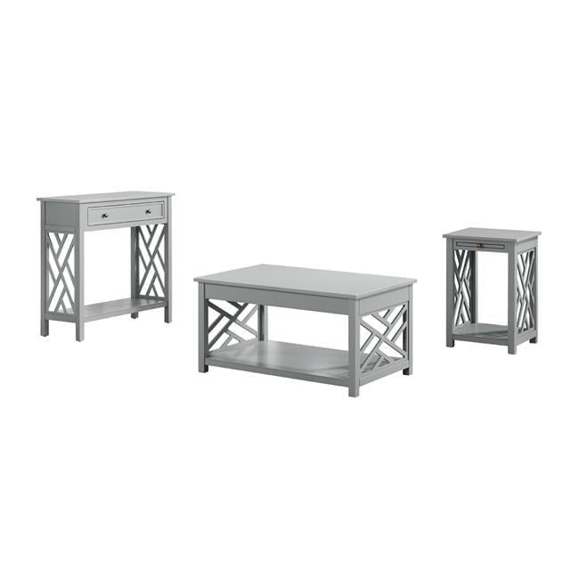 Alaterre Furniture Coventry 36 in. Coffee Table and End Tables Set of 3, Living Room Furniture Collection with Storage, Gray