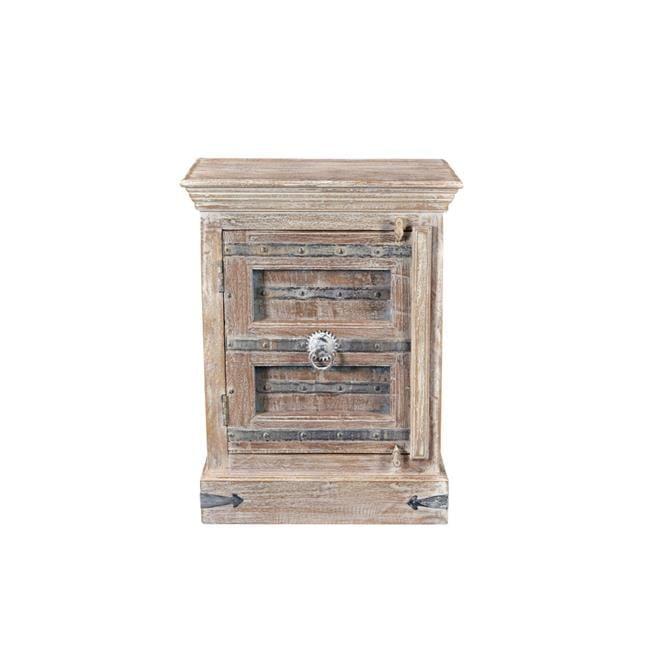 36" Distressed White Solid Wood Rustic Nightstand