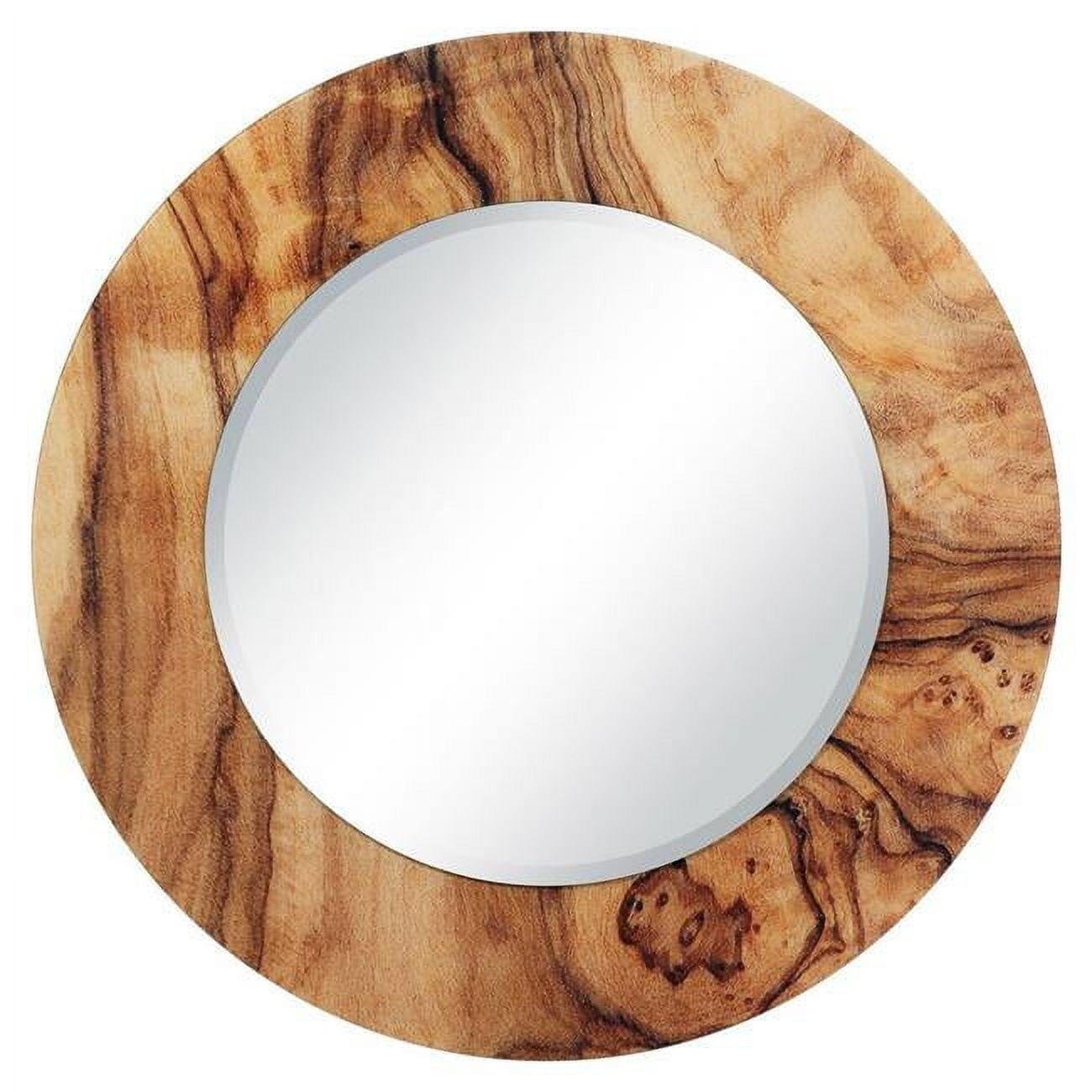 36" Round Beveled Mirror with Forest Print Tempered Glass Frame