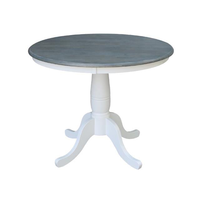 International Concepts 36 inches Round Top Pedestal Table - Dining Height - White/Heather Gray