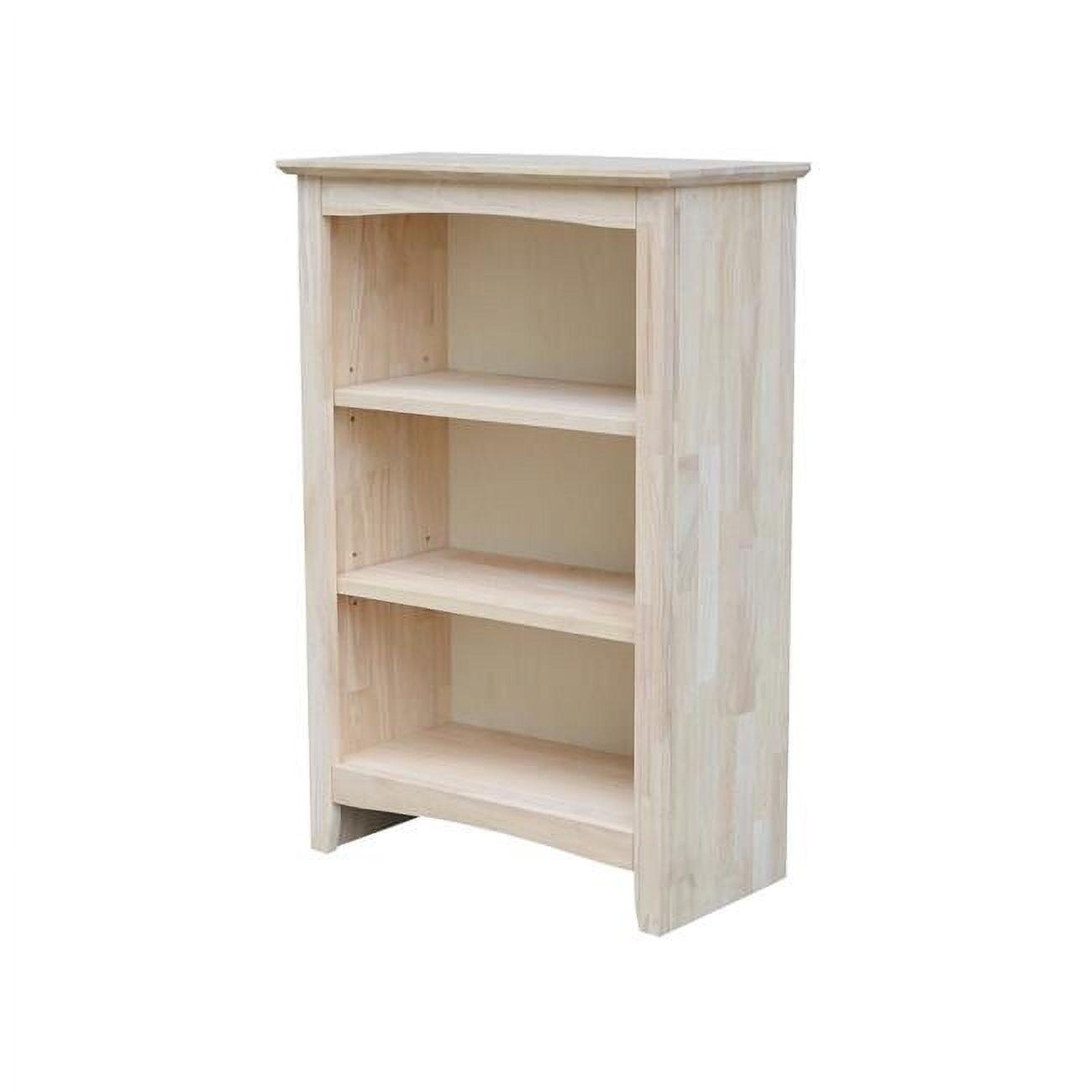 36"x24" Shaker Bookcase Unfinished - International Concepts: Rubberwood Material, 3 Fixed Shelves, Enclosed Back