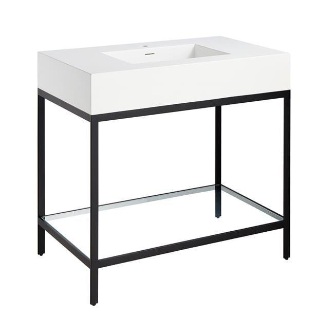 Ventura 36'' Matte Black and White Resin Console Sink