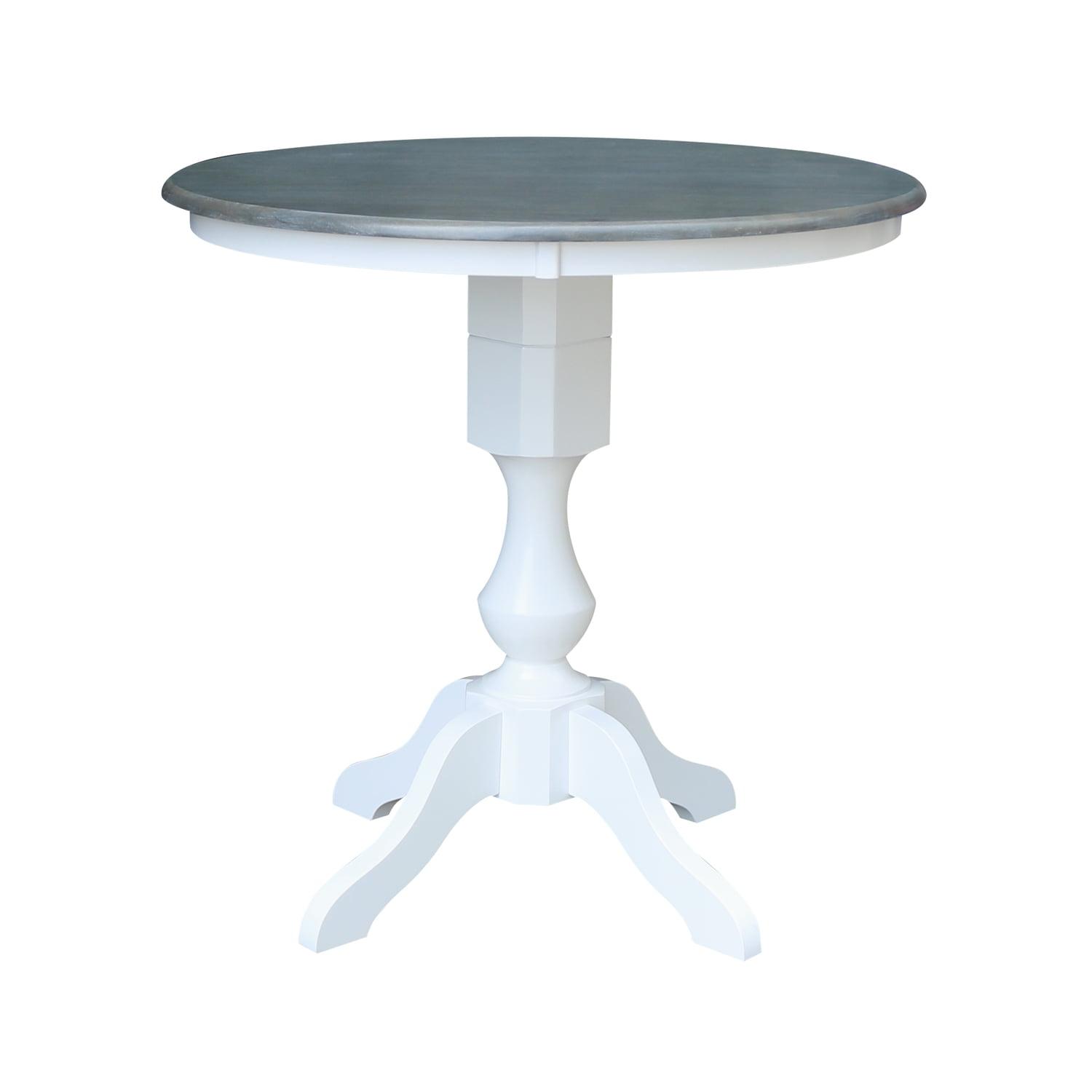 36" Round Gray and White Wood Extendable Counter Height Table