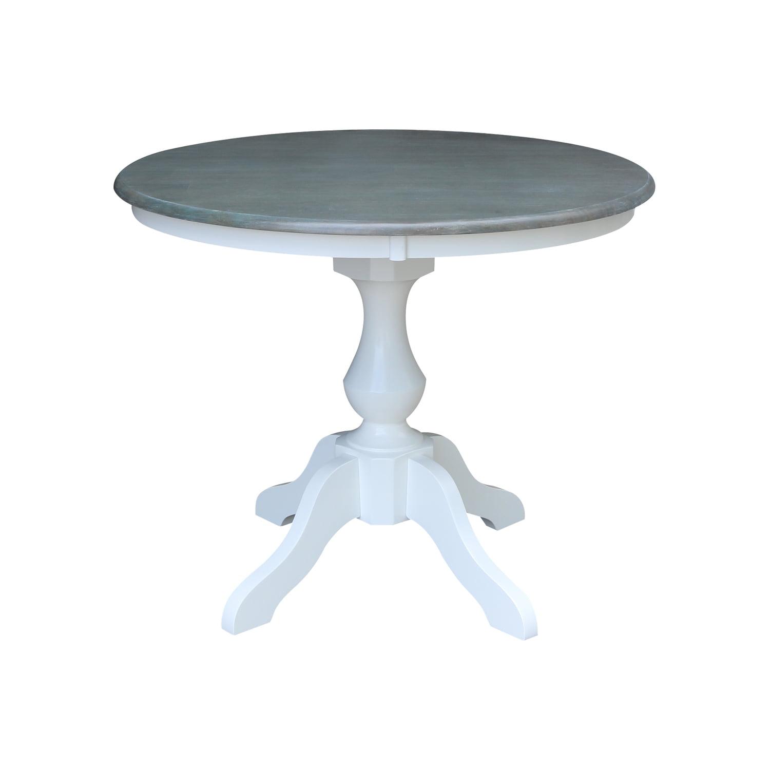 Chateau 39" Round Extendable French Country Dining Table in White & Heather Gray