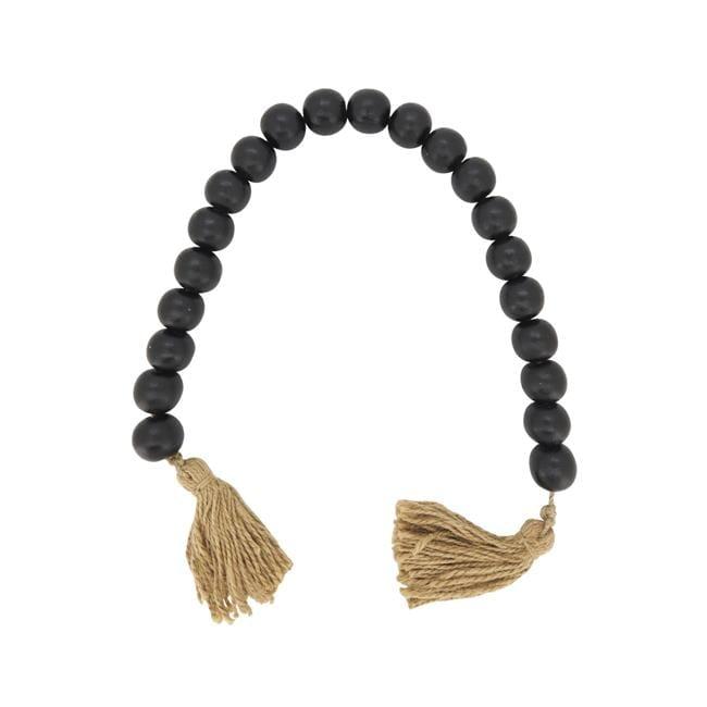 36-Inch Black Wooden Charm Garland with Tassels