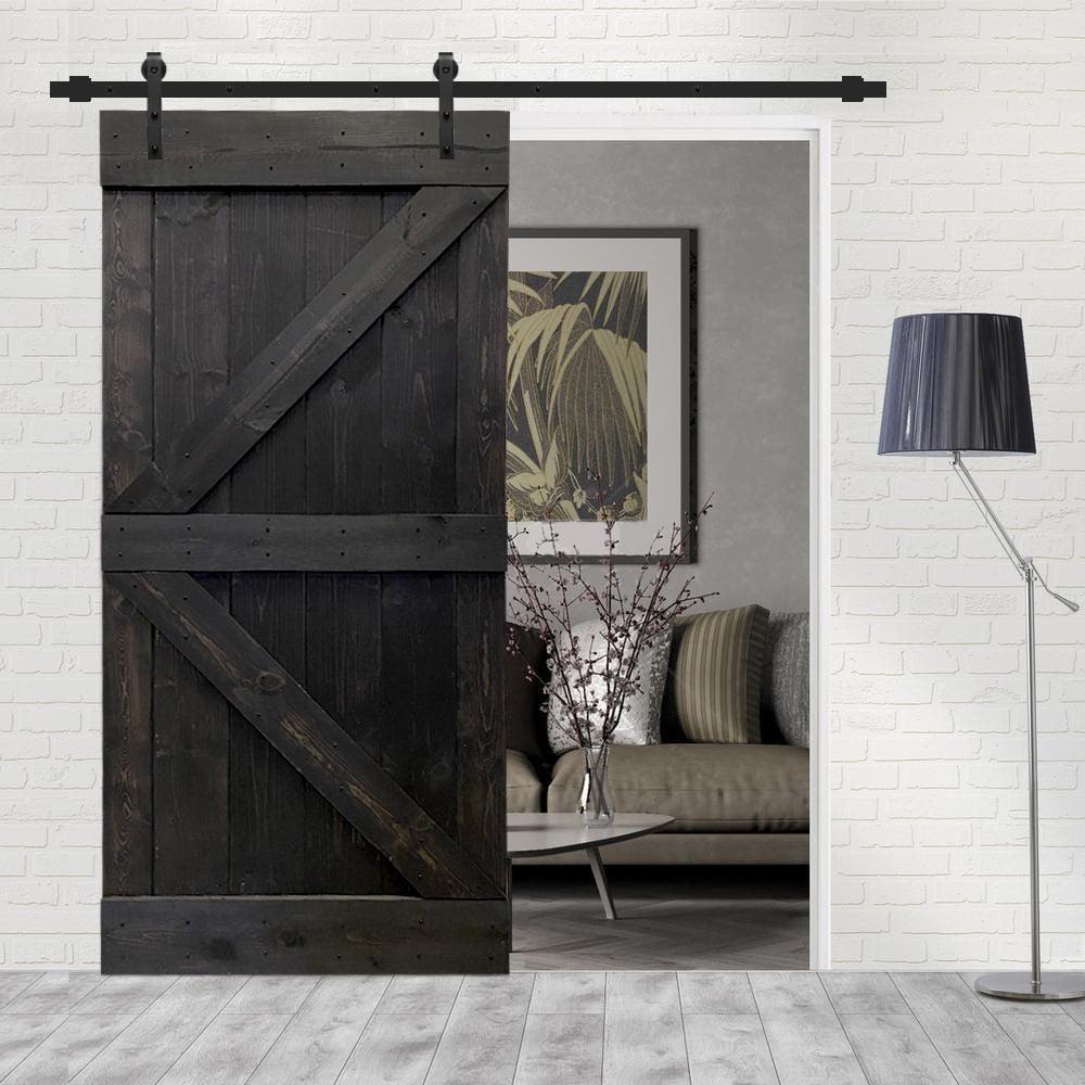 TMS 36'' x 84'' Solid Wood Paneled Painted with Installation Hardware Kit Barn Door