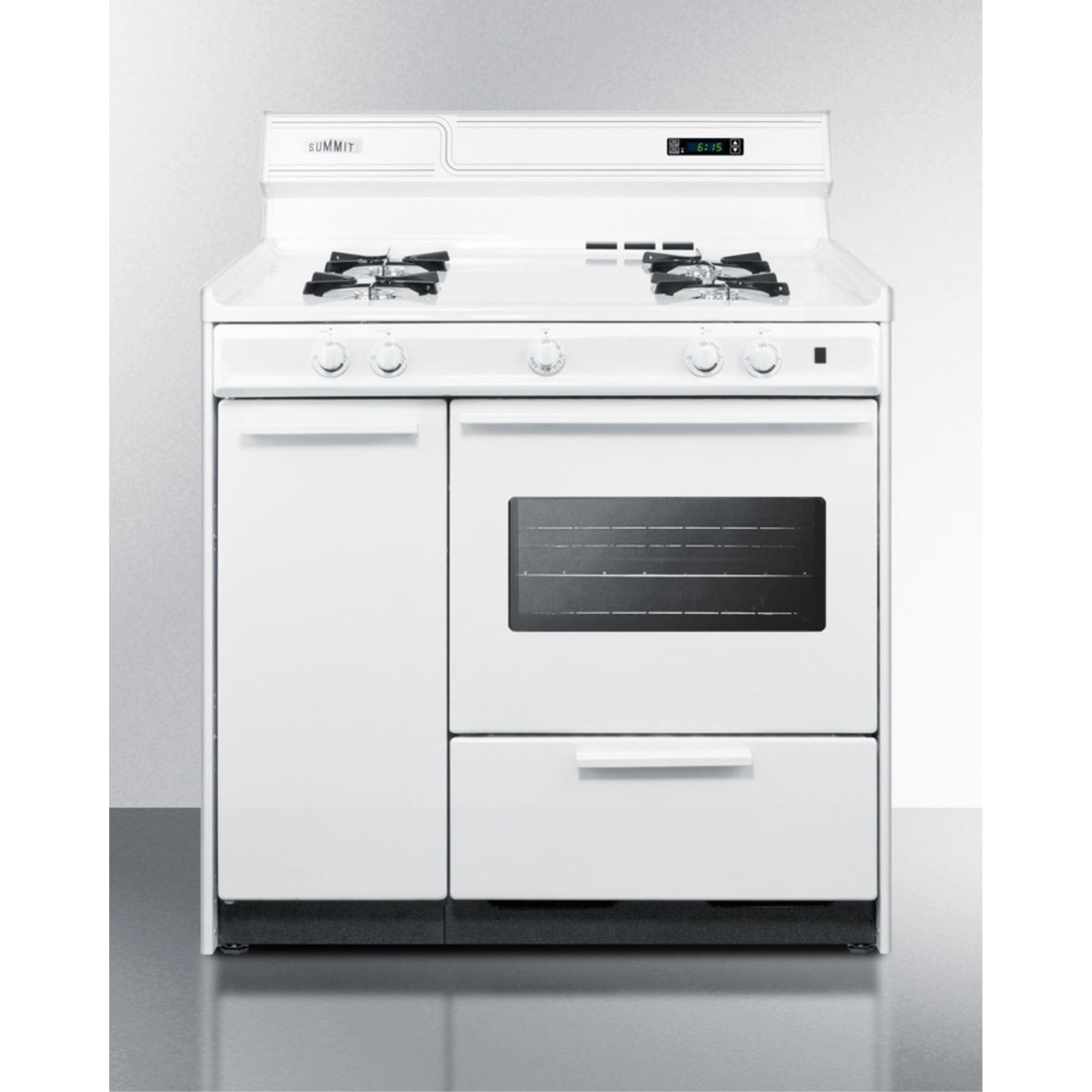 36" White Porcelain Gas Range with Storage and Oven Window