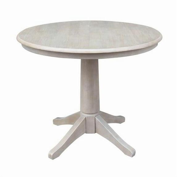 36"x36" Round Pedestal Dining Table Washed Gray Taupe - International Concepts