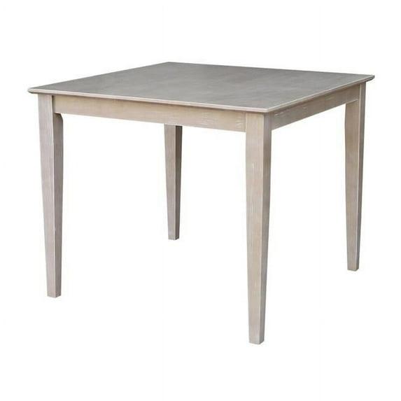 Solid Wood 30" X 30" Counter Height Table Washed Gray Taupe - International Concepts: Parawood, Square, Pedestal Base