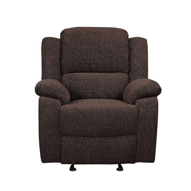 Brown Velvet Recliner with Wood Frame