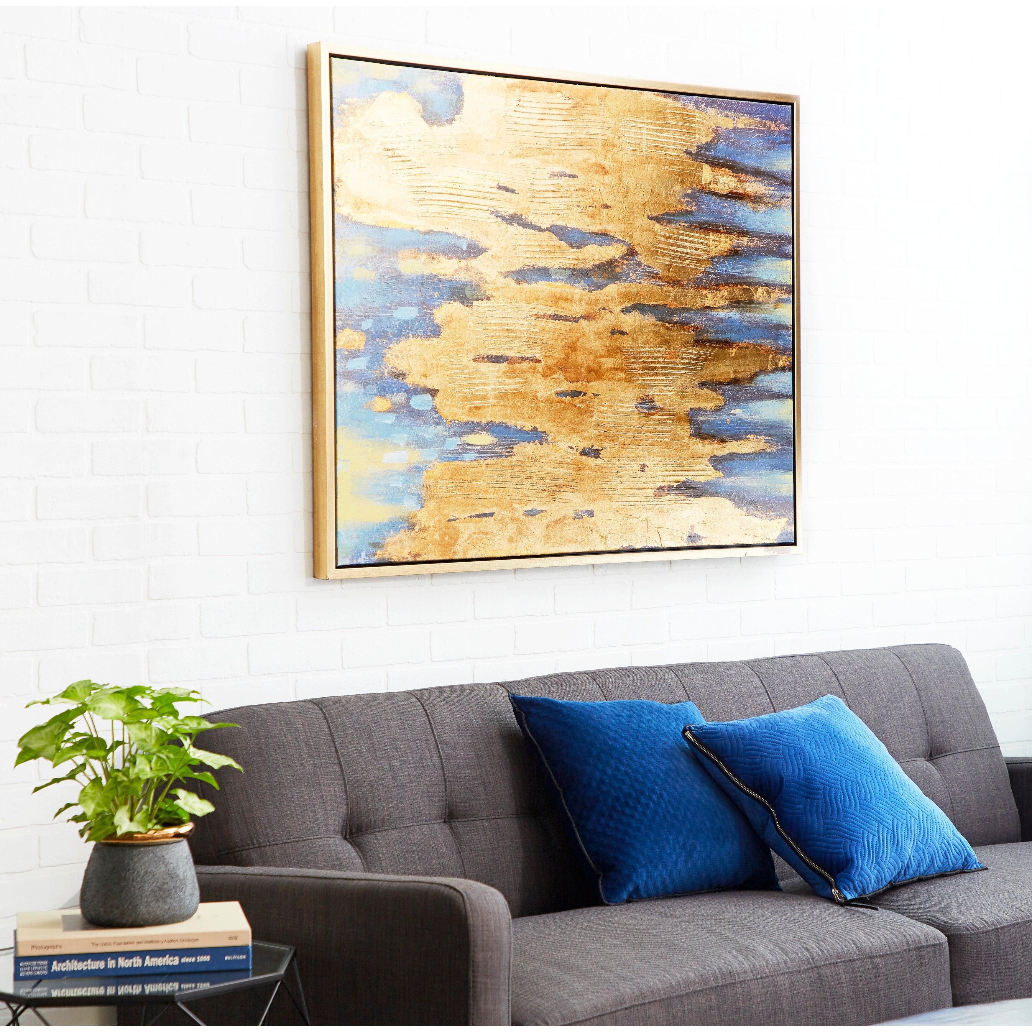 36" x 47" Gold Leaf Embellished Abstract Canvas Wall Art