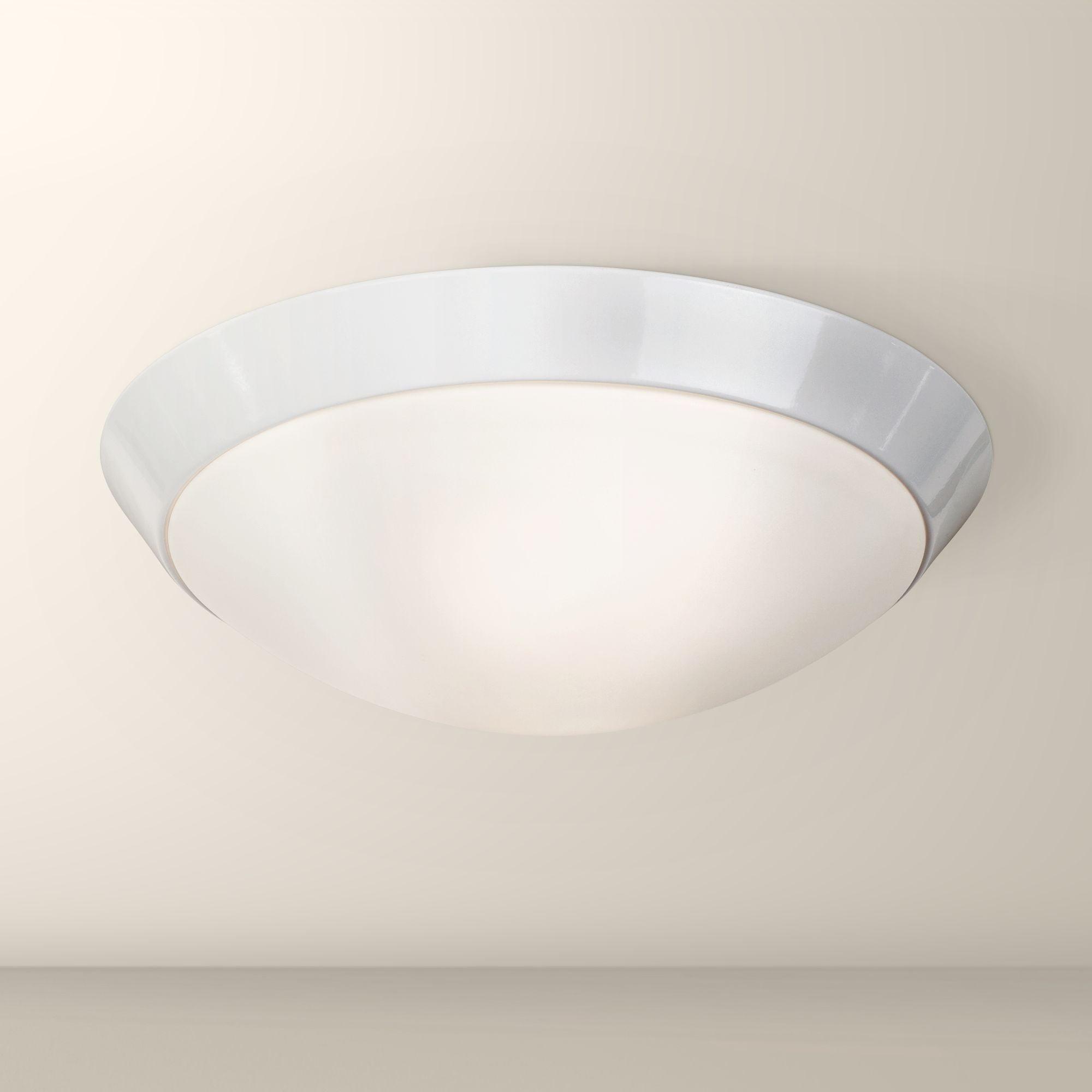 360 Lighting Davis Modern Ceiling Light Flush Mount Fixture 11" Wide White Ring Frosted Glass Dome Shade for Bedroom Kitchen Living Room Hallway House