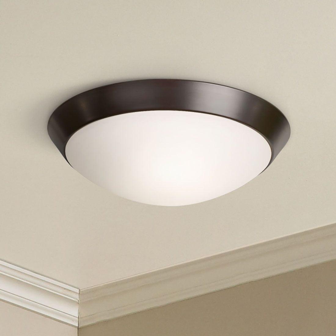 Elegant 15" Bronze Glass Bowl Ceiling Light Flush Mount Fixture