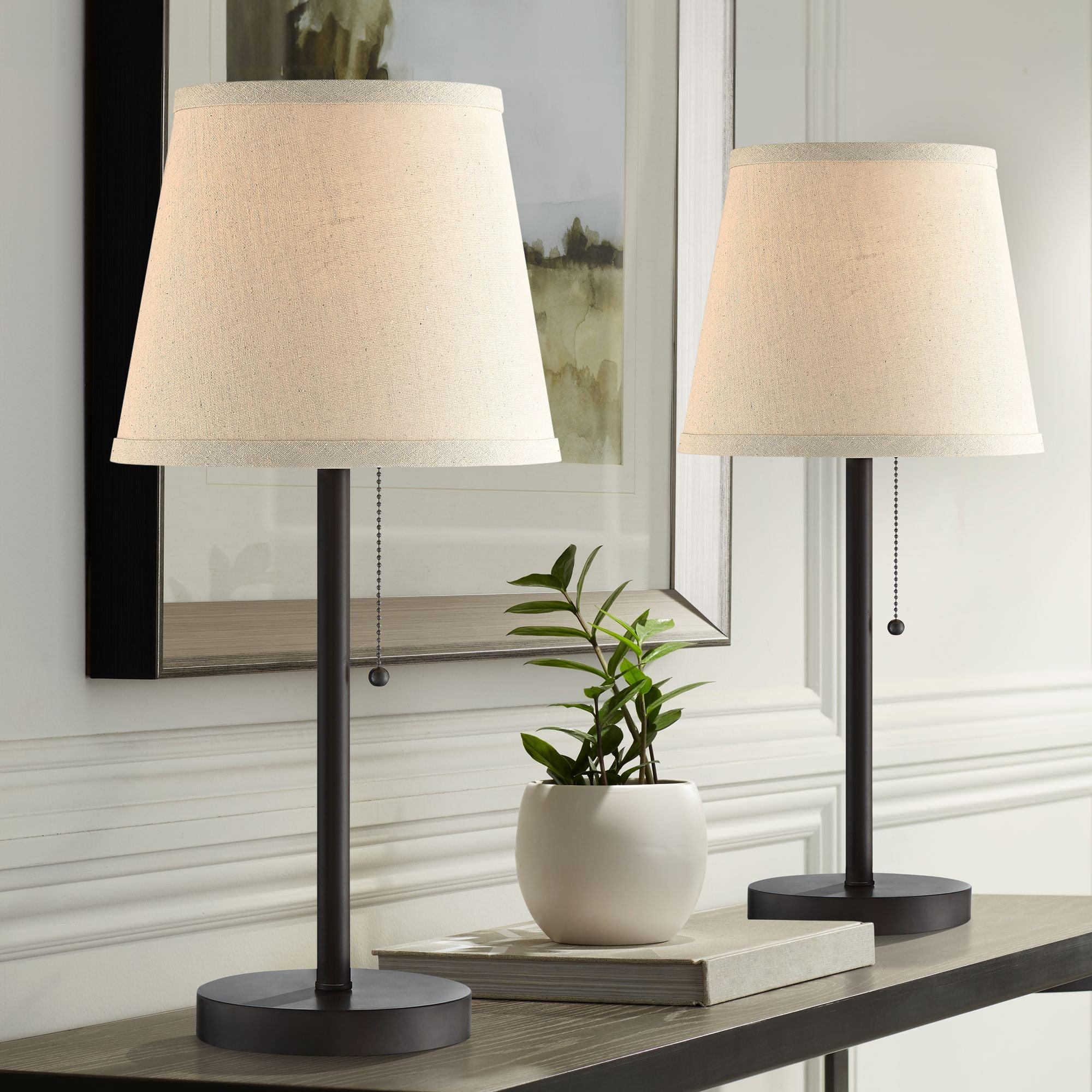 Bronze Metal 20" Accent Table Lamps with USB Ports, Set of 2