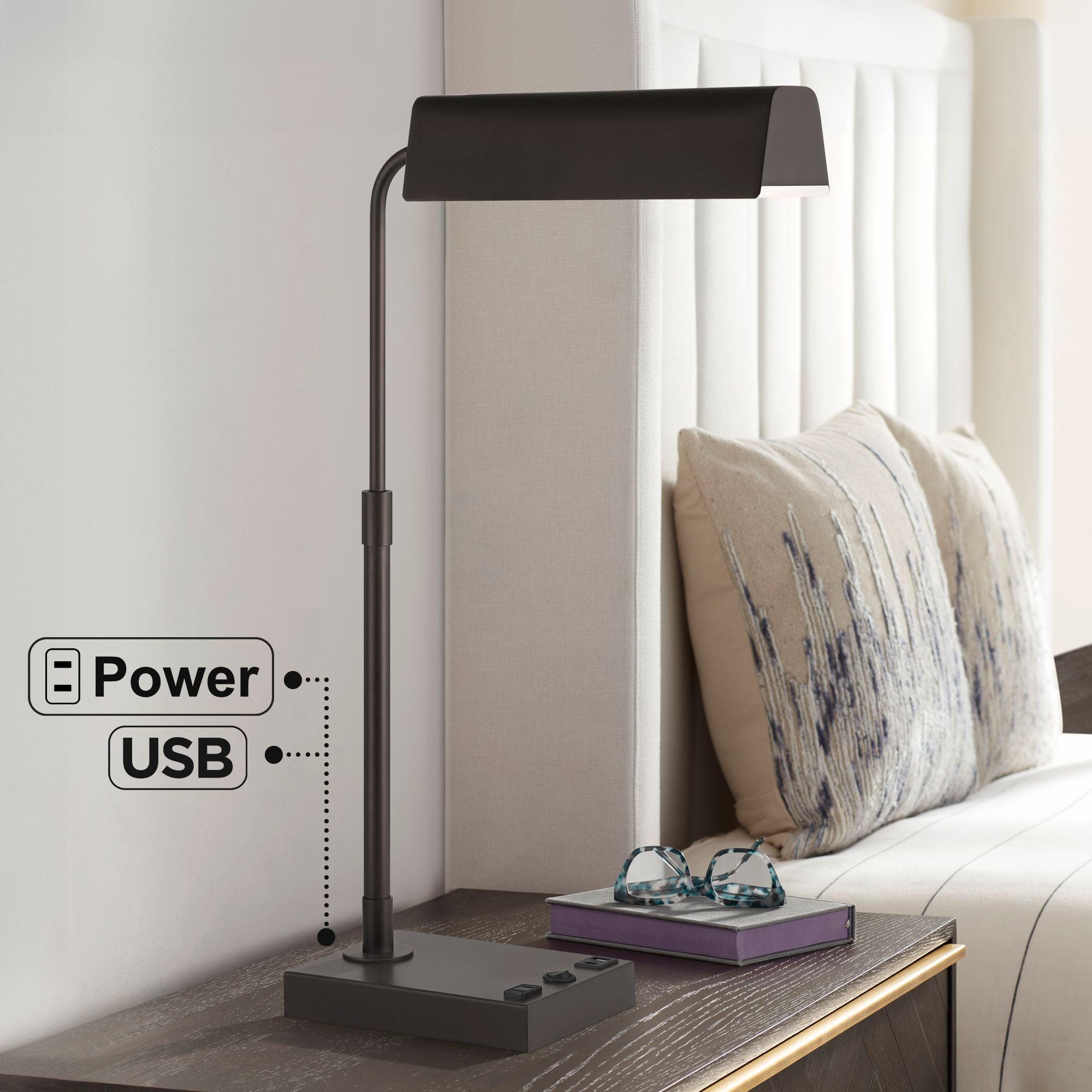 Bronze Metal Pharmacy Desk Lamp with USB Ports