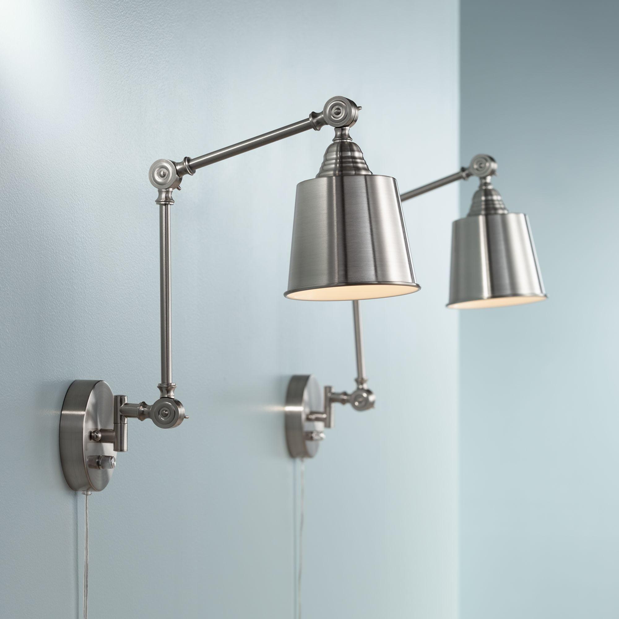 Mendes Brushed Nickel Adjustable Swing Arm Wall Lamp Set