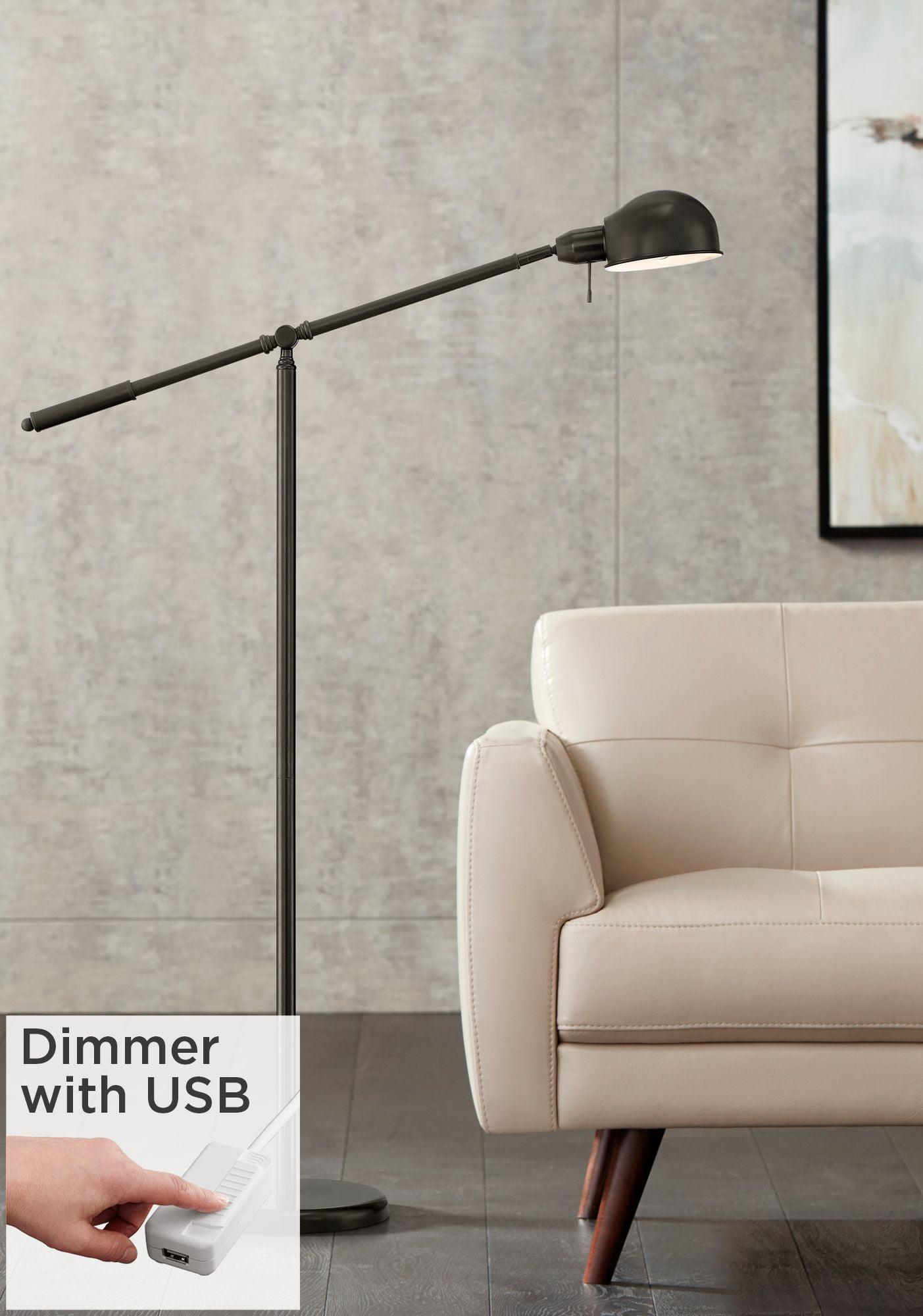 Adjustable Dark Bronze Pharmacy Floor Lamp with USB Port