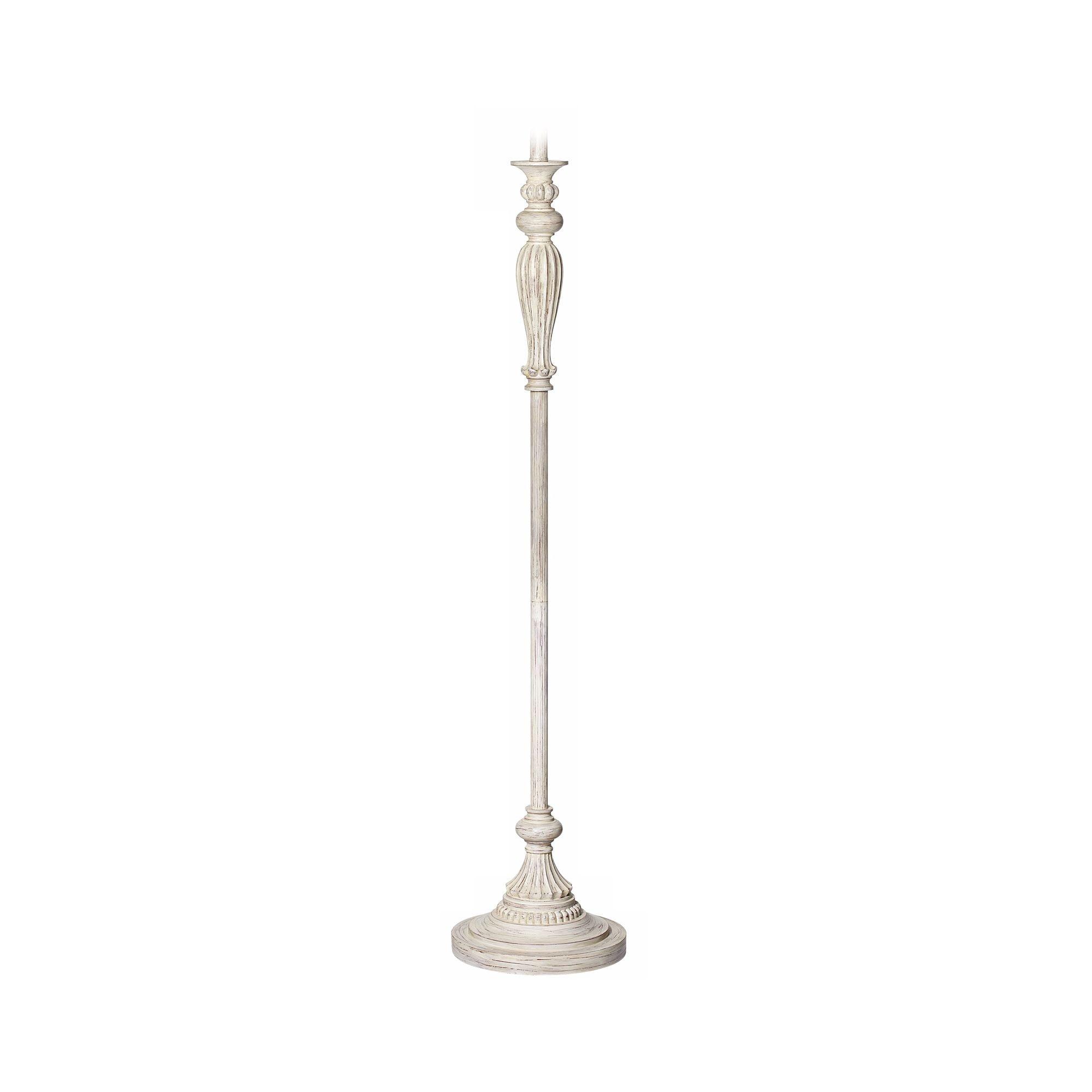 360 Lighting Vintage Shabby Chic Floor Lamp Base 60" Tall Antique White Washed for Living Room Reading Bedroom Office