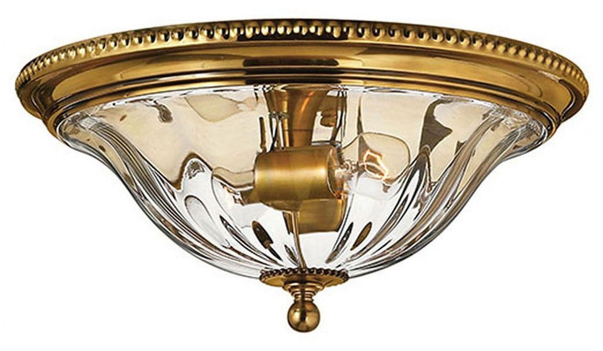 Cambridge Classic Burnished Brass 2-Light Flush Mount with Clear Optic Glass