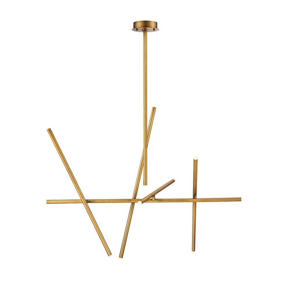 36250-035-Eurofase Lighting-Crossroads Chandelier 10 Light Metal-Antique Brass Finish