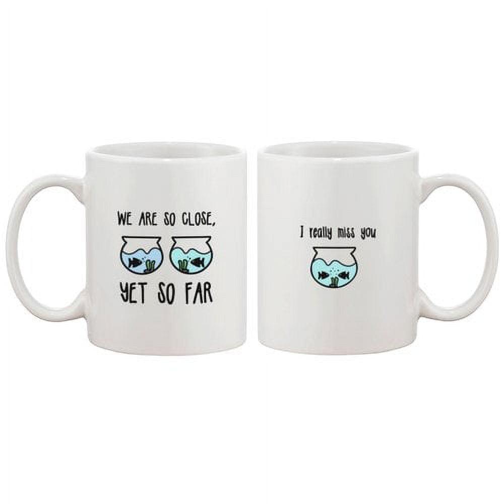 White Ceramic Long Distance Relationship Mug Set