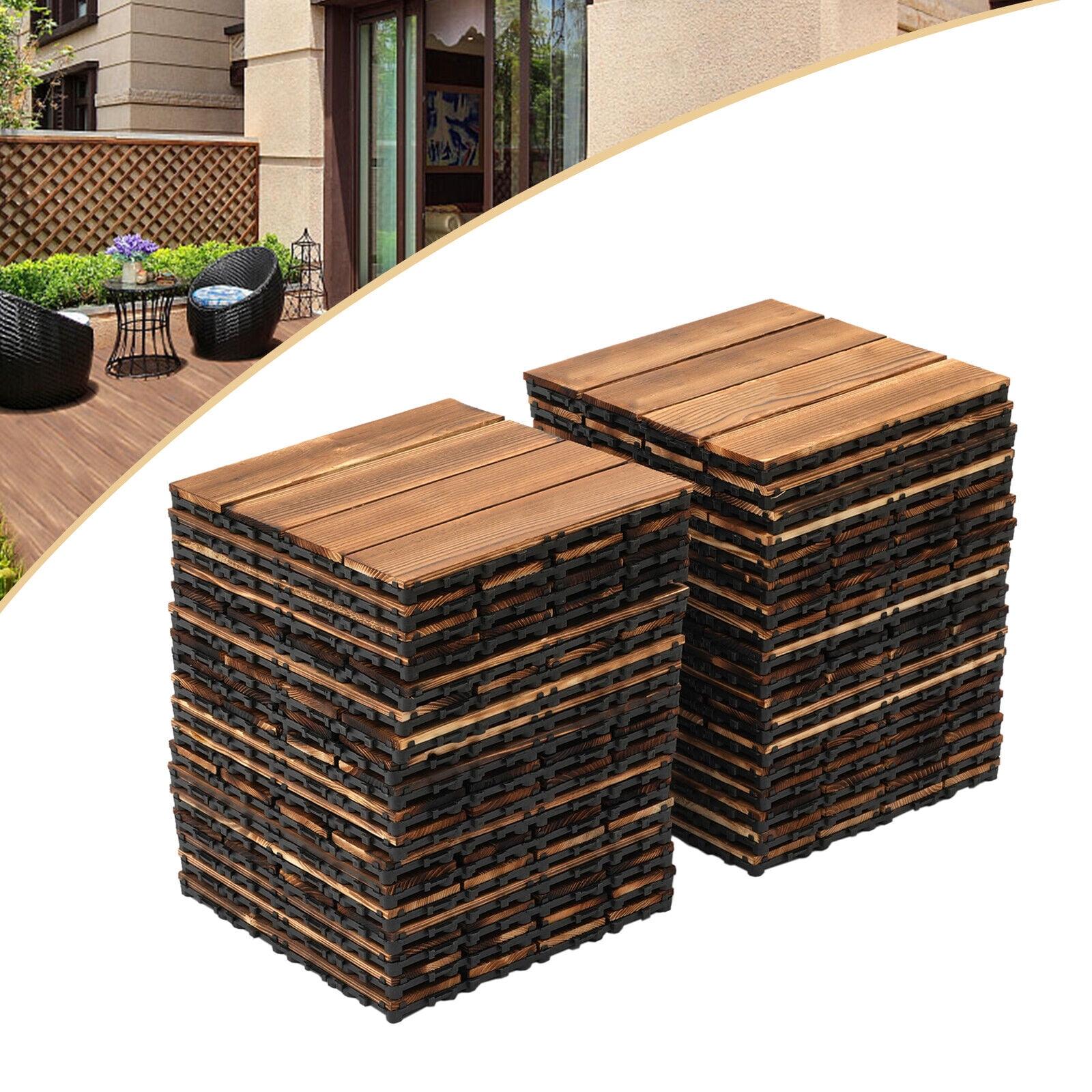 DENEST 36pcs 12x12'' Non-slip Deck Patio Tile Interlocking Wood Flooring Tiles Brown