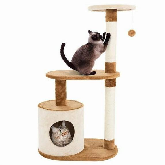 Petmaker PETMAKER 3-Tier Cat Tree - 2 Napping Perches, Kitten Condo, 2 Sisal Rope Scratching Posts, and Hanging Toy - Tower for Indoor Kitties (Brow