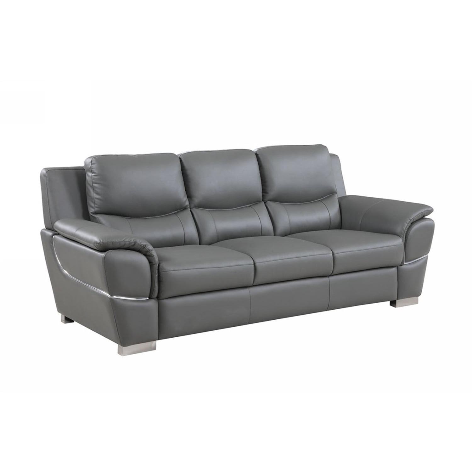 85" Leather Match Recessed Arm Loveseat