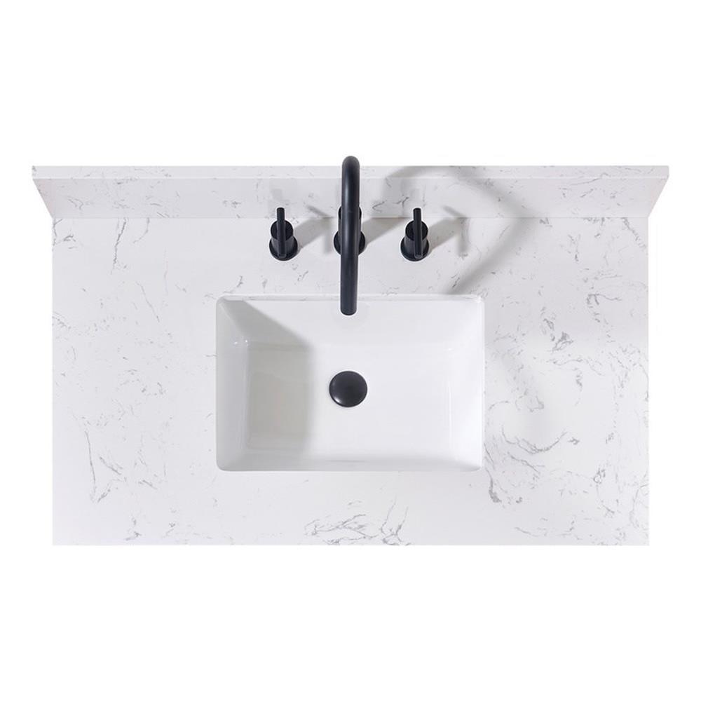 Trento 37" Single Bathroom Vanity Top in Aosta White with Sink