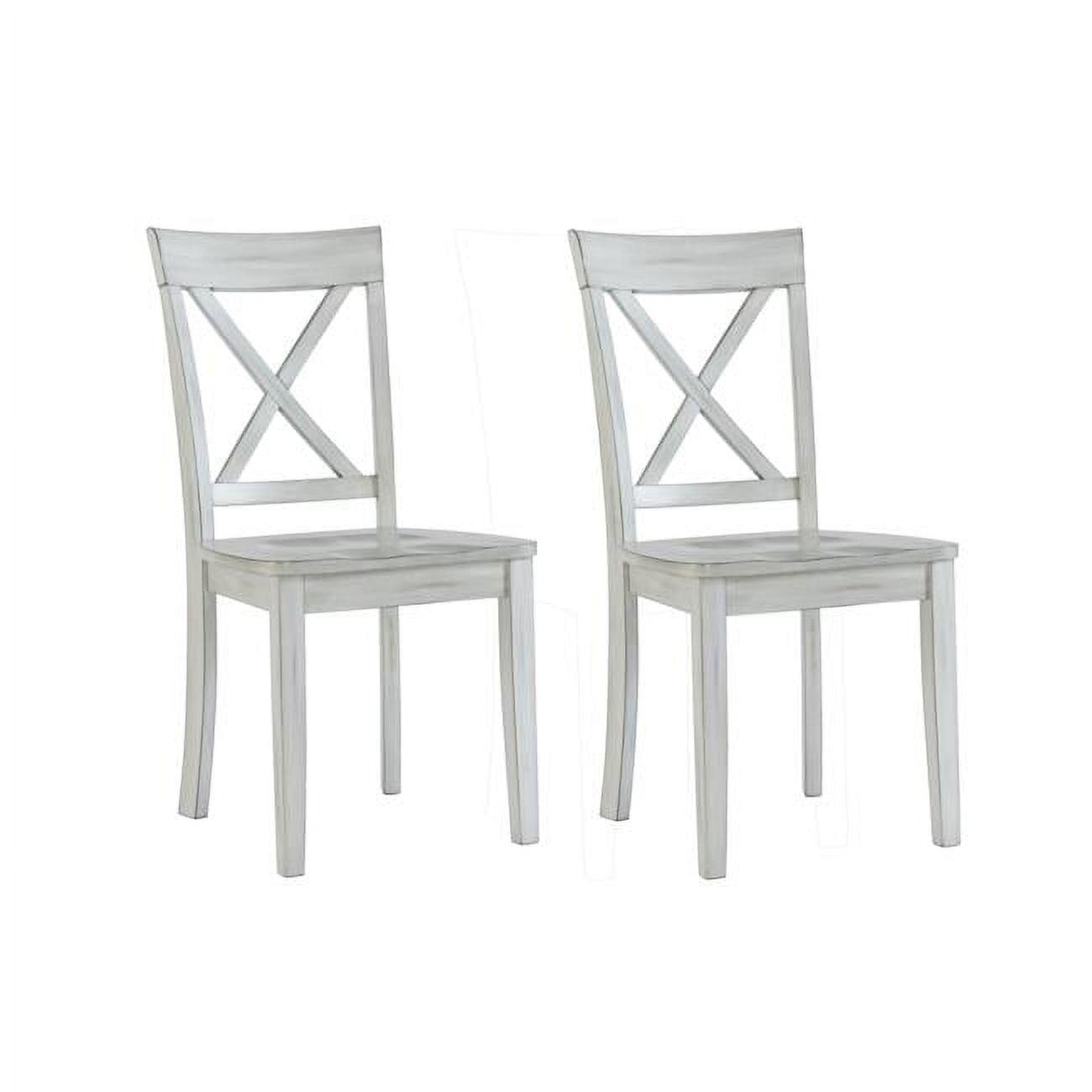 Farmhouse White Wooden Cross-Back Side Chair, Set of 2