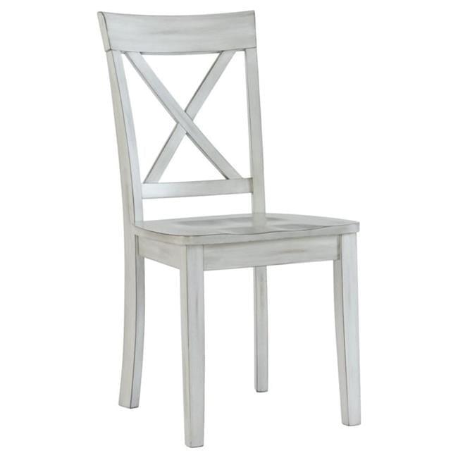 Wooden Dining Chair with X Shaped Back Set of 2 White - Saltoro Sherpi