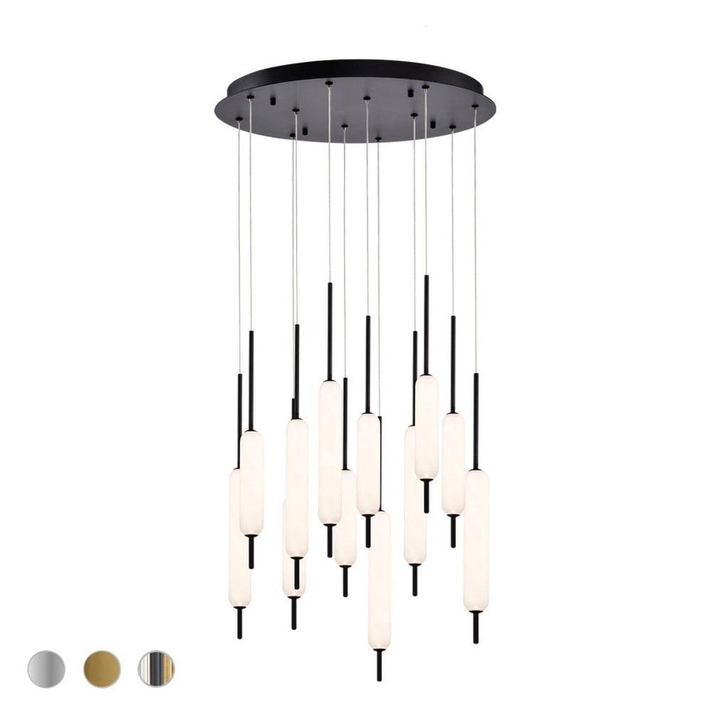 Cumberland Opal Glass 12-Light LED Chandelier in Black