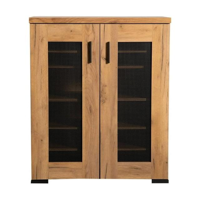 38 in. Accent Cabinet Chest with 5 Adjustable Shelf Units, Golden Oak Brown