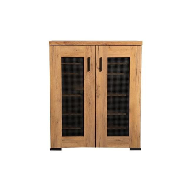 38 in. Accent Cabinet Chest with 5 Adjustable Shelf Units, Golden Oak Brown