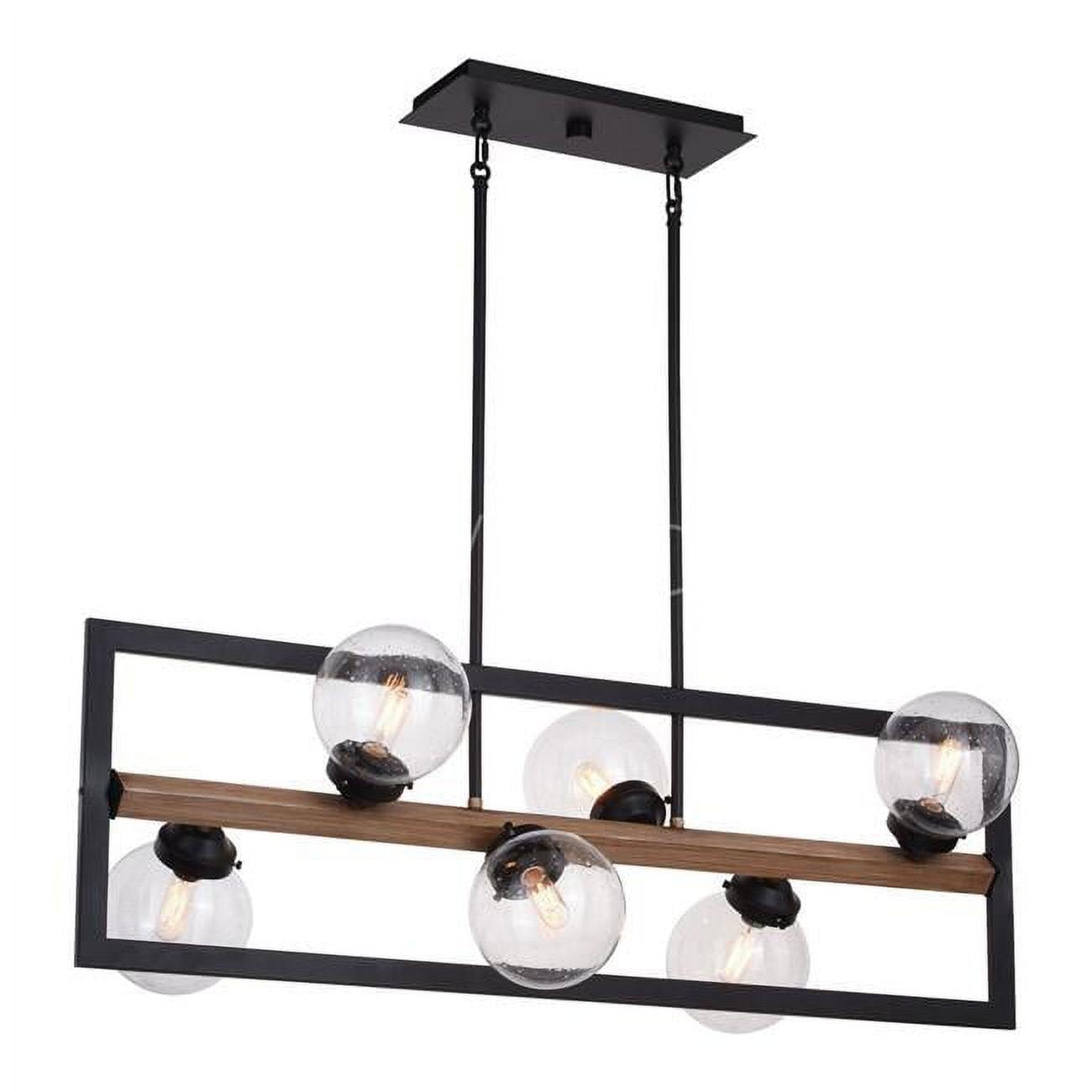 Bridgeview 38" Linear Chandelier in Oil Rubbed Bronze & Light Walnut