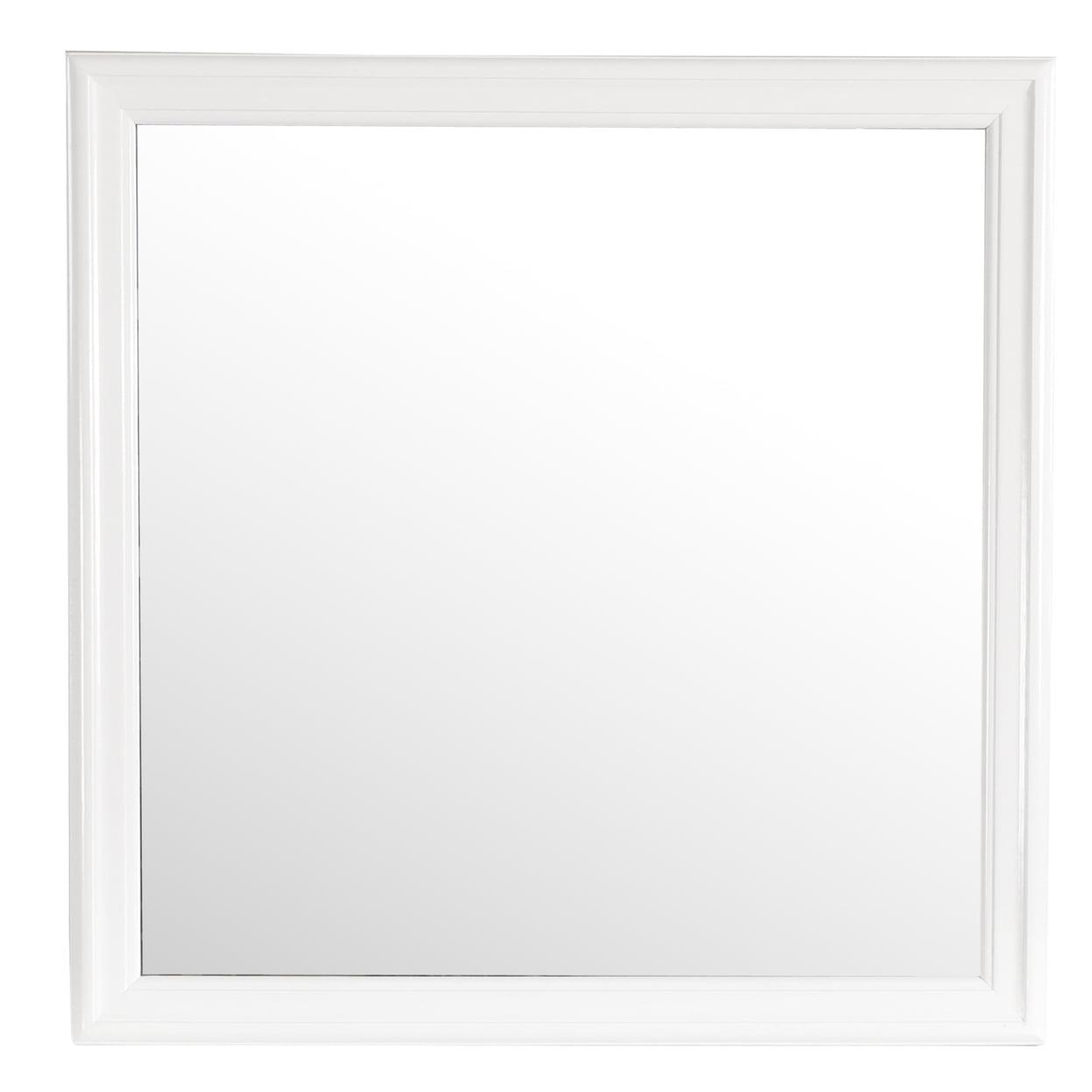 Classic White Square Wood Framed Dresser Mirror