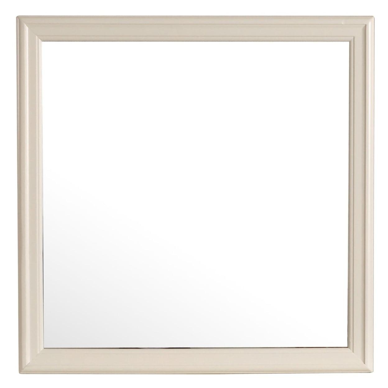 38-Inch Beige Square Wood Framed Dresser Mirror