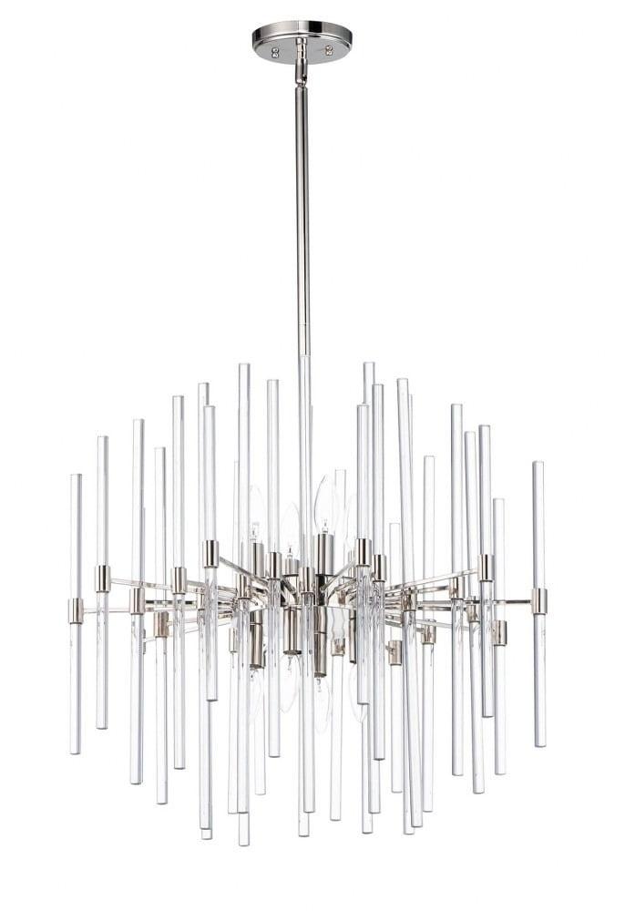 Polished Nickel 23" Mini Chandelier with Clear Glass Rods