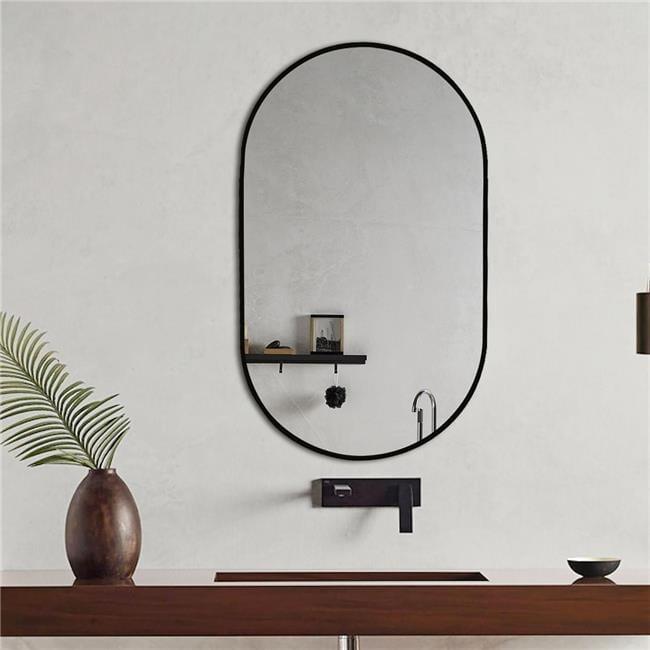 Decor Wonderland B209 39.5 x 23.6 in. Khristy Black Metal Framed Oval Wall Mirror