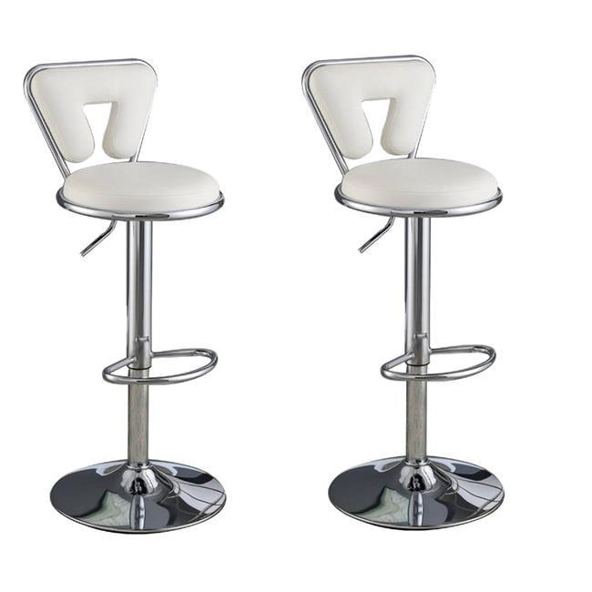 Poundex  16 x 18 x 34-40 in. Adjustable Height & Swivel Barstool in White Faux Leather - Set of 2